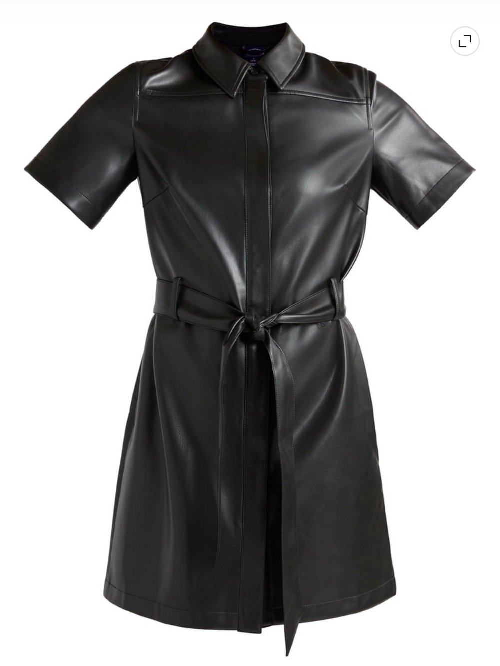 *NWT* Scoop Women’s Faux Leather Collared Shirt Dress w/Short Sleeves, Size XS